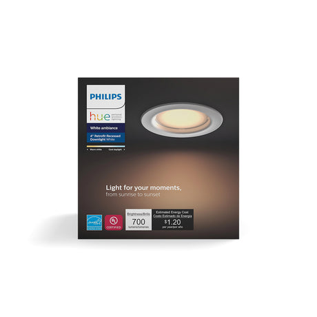 Philips Hue White 4 in. W LED Smart-Enabled Retrofit Kit 9.5 W