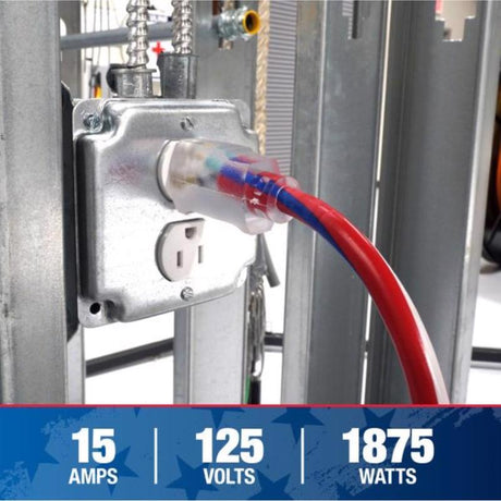 Southwire Wounded Warrior Project Indoor or Outdoor 25 ft. L Blue/Red/White Extension Cord 12/3 SJTW
