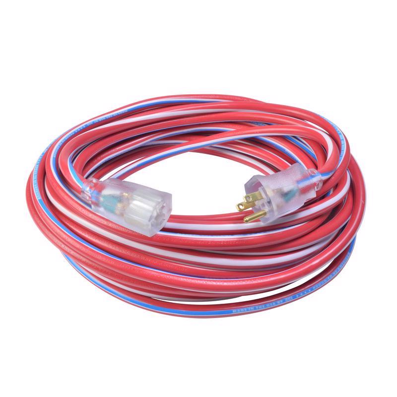 Southwire Wounded Warrior Project Indoor or Outdoor 50 ft. L Blue/Red/White Extension Cord 12/3 SJTW