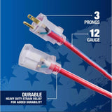 Southwire Wounded Warrior Project Indoor or Outdoor 50 ft. L Blue/Red/White Extension Cord 12/3 SJTW