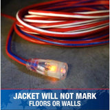 Southwire Wounded Warrior Project Indoor or Outdoor 50 ft. L Blue/Red/White Extension Cord 12/3 SJTW