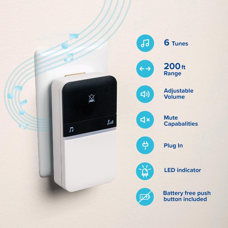 Heath Zenith Piezo Black/White Plastic Wireless Door Chime Bell