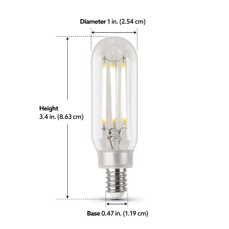 Feit T8 E12 (Candelabra) LED Bulb Soft White 40 Watt Equivalence 1 pk