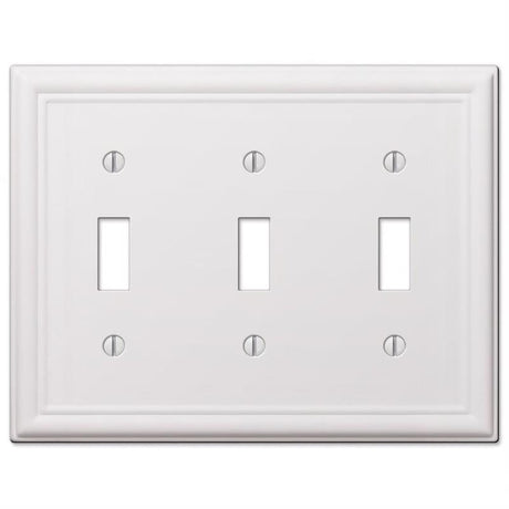 Amerelle Chelsea White 3 gang Stamped Steel Toggle Wall Plate 1 pk