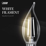 Feit White BA10 E12 (Candelabra) Filament LED Bulb Soft White 60 Watt Equivalence 2 pk