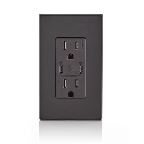 Leviton Decora 15 amps 125 V Duplex and Type C White Outlet and USB Charger 5-15 R 1 pk