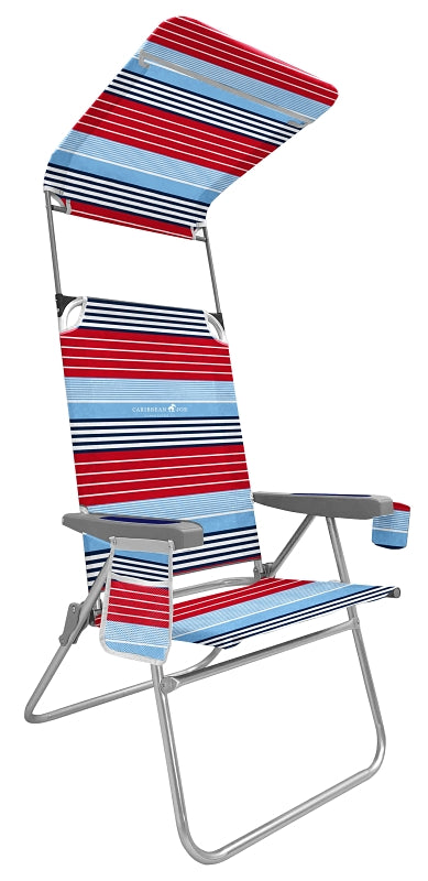 Caribbean Joe CJ-7765 Beach Chair, 23-1/4 in W, 26.4 in D, 42-1/2 in H, Aluminum Frame, Polyester Seat, Pack of 4