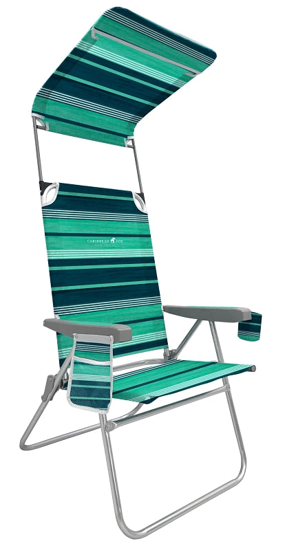 Caribbean Joe CJ-7765 Beach Chair, 23-1/4 in W, 26.4 in D, 42-1/2 in H, Aluminum Frame, Polyester Seat, Pack of 4