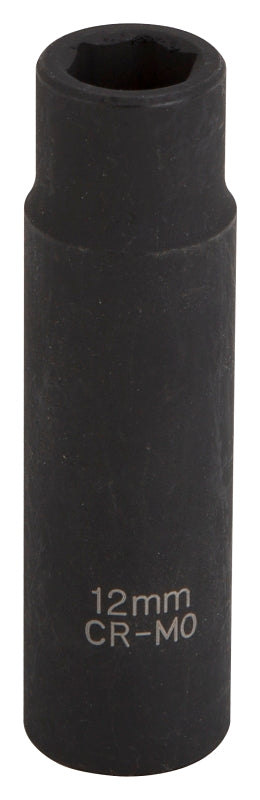 Vulcan MT6580210 Deep Impact Socket, 12 mm Socket, 1/2 in Drive, Deep Drive, 6-Point, Chrome Molybdenum Steel