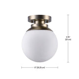 Globe Electric Portland 9.91 in. H X 8 in. W X 8 in. L Brass White Ceiling Light
