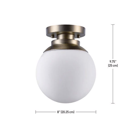 Globe Electric Portland 9.91 in. H X 8 in. W X 8 in. L Brass White Ceiling Light