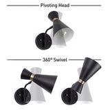 Globe Electric Belmont 1-Light Satin Black Hourglass Wall Sconce