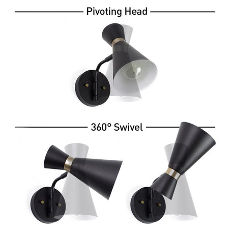 Globe Electric Belmont 1-Light Satin Black Hourglass Wall Sconce