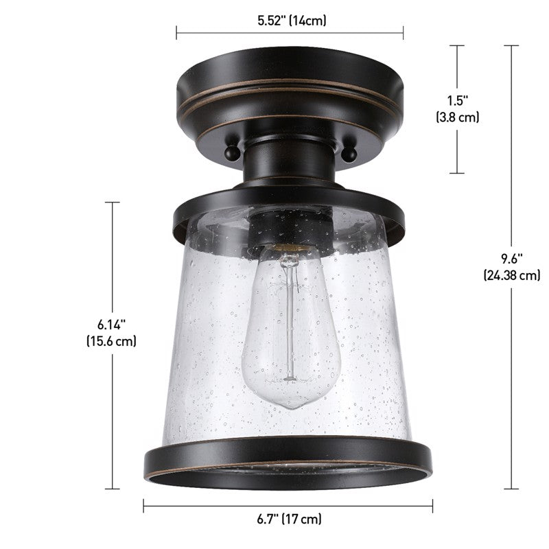 Globe Electric Charlie 9.6 in. H X 6.7 in. W X 6.7 in. L Oil Rubbed Bronze Ceiling Light