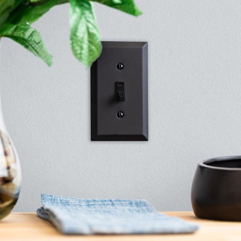 Amerelle Century Matte Black 1 gang Stamped Steel Decorator Wall Plate 1 pk