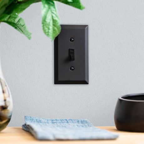 Amerelle Century Matte Black 1 gang Stamped Steel Decorator Wall Plate 1 pk