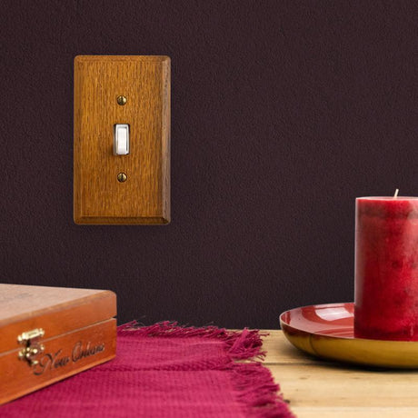 Amerelle Contemporary Medium Brown 1 gang Oak Wood Blank Wall Plate 1 pk