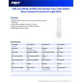 Feit 13 W PL 1.4 in. D X 5.2 in. L Fluorescent Bulb Cool White Compact 4100 K 1 pk