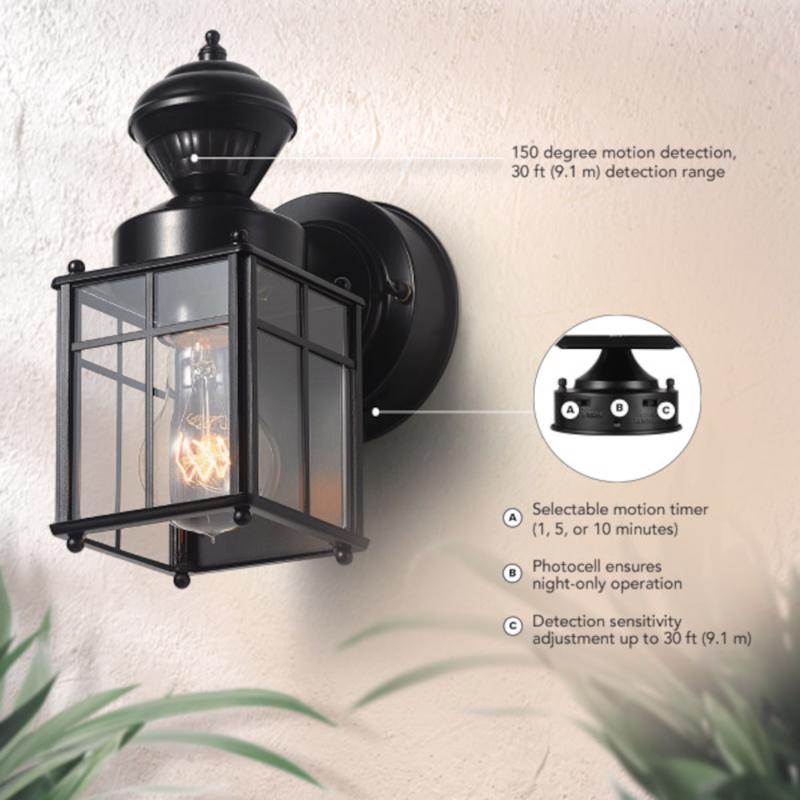 Globe Electric Franklin Matte Black Motion-Sensing LED Wall Lantern