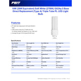 Feit Linear PL GX24Q-3 4-Pin LED Bulb Soft White 26 Watt Equivalence 1 pk