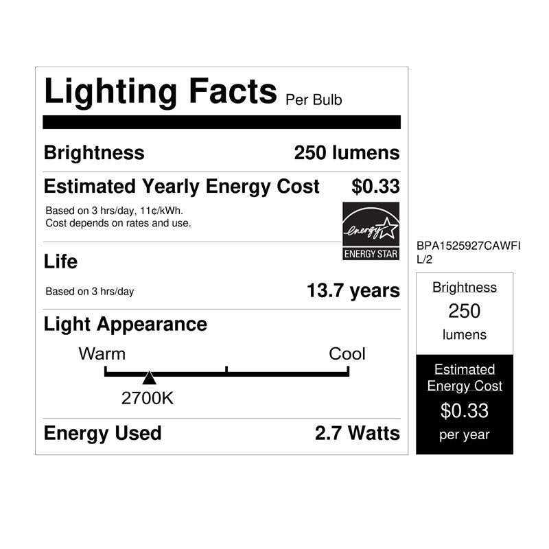 Feit White A15 E26 (Medium) Filament LED Bulb Soft White 25 Watt Equivalence 2 pk