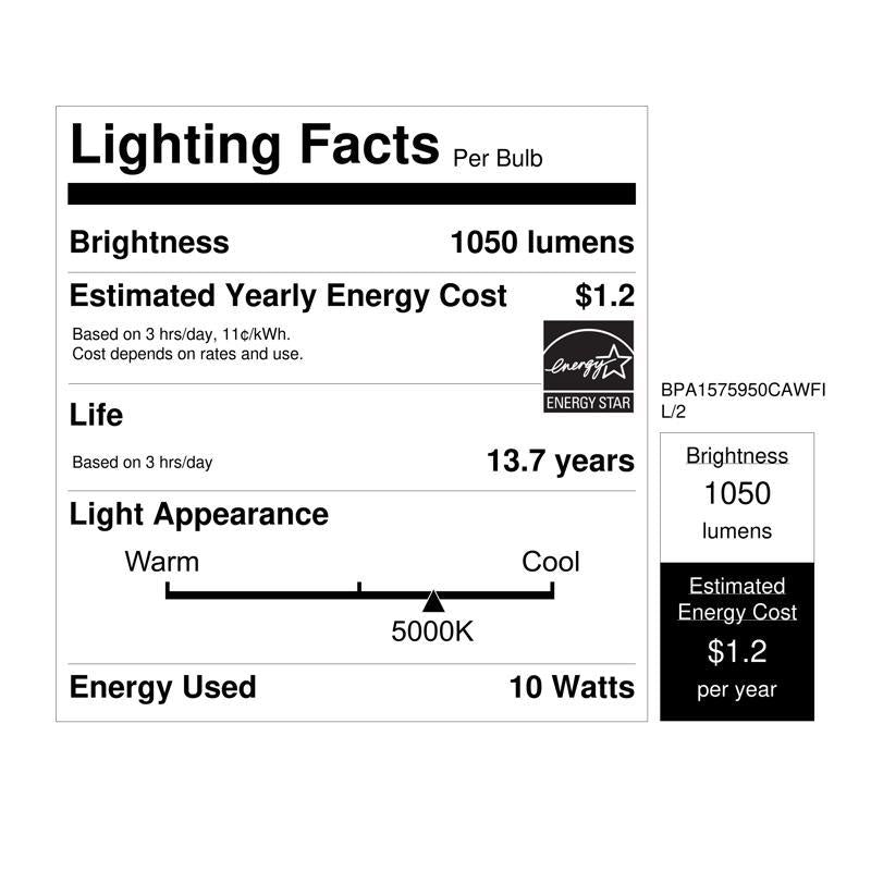 Feit White A15 E26 (Medium) Filament LED Bulb Daylight 75 Watt Equivalence 2 pk
