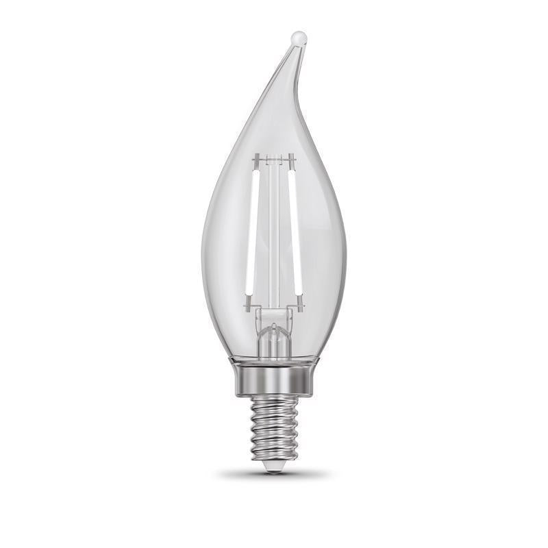 Feit White BA10 E12 (Candelabra) Filament LED Bulb Soft White 60 Watt Equivalence 2 pk