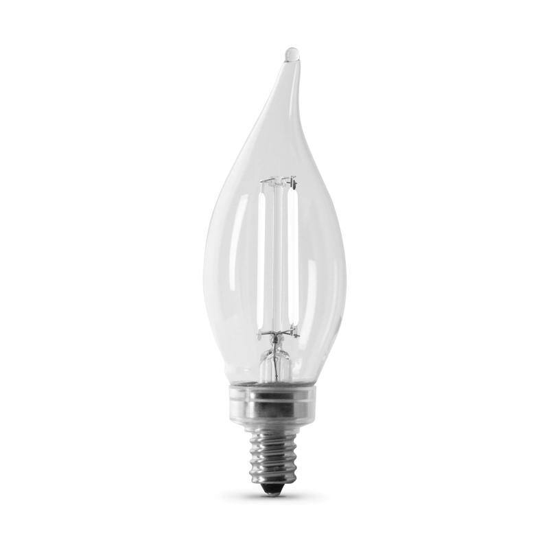 Feit White BA10 E12 (Candelabra) LED Flame Bulb Daylight 60 Watt Equivalence 2 pk