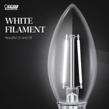 Feit White B10 E26 (Medium) Filament LED Bulb Soft White 40 Watt Equivalence 2 pk