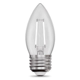 Feit White B10 E26 (Medium) Filament LED Bulb Soft White 60 Watt Equivalence 2 pk