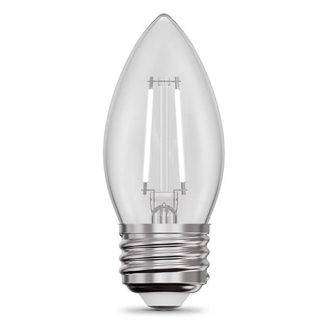 Feit White B10 E26 (Medium) Filament LED Bulb Soft White 60 Watt Equivalence 2 pk