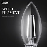Feit White B10 E26 (Medium) Filament LED Bulb Daylight 60 Watt Equivalence 2 pk