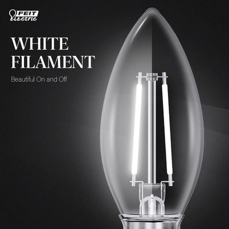 Feit White B10 E26 (Medium) Filament LED Bulb Daylight 60 Watt Equivalence 2 pk