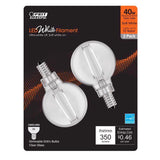 Feit White G16.5 E12 (Candelabra) Filament LED Bulb Soft White 40 Watt Equivalence 2 pk