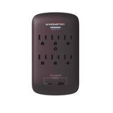 Monster Just Power it Up 0 ft. L 6 outlets Wall Tap Surge Protector w/USB Black 1200 J