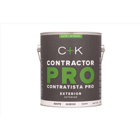 C+K Contractor Pro Satin White Paint Exterior 1 gal, Pack of 4