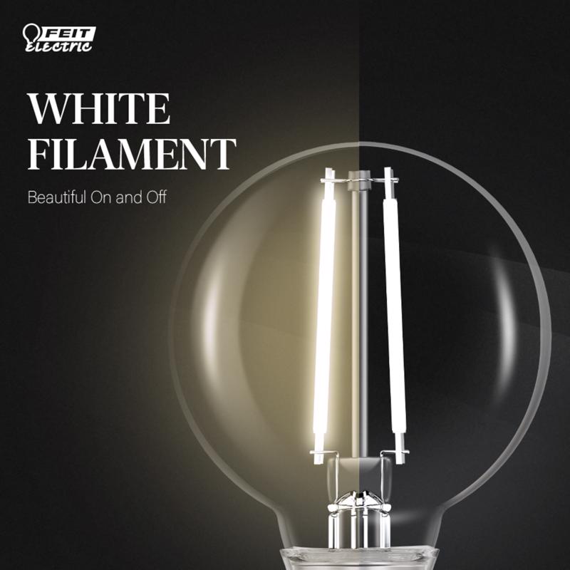 Feit White G25 E26 (Medium) Filament LED Bulb Soft White 40 Watt Equivalence 3 pk