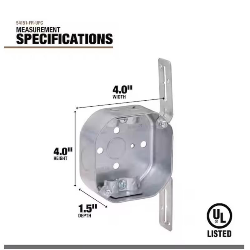 Southwire New and Old Work 14 cu in Octagon Galvanized Steel Box Mount Silver