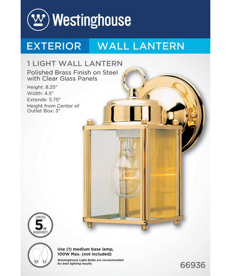 Westinghouse Polished Brass Clear Switch Incandescent Wall Lantern