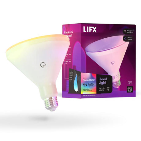 LIFX Smart Home PAR38 E26 (Medium) Smart-Enabled LED Bulb Color Changing 150 Watt Equivalence 1 pk