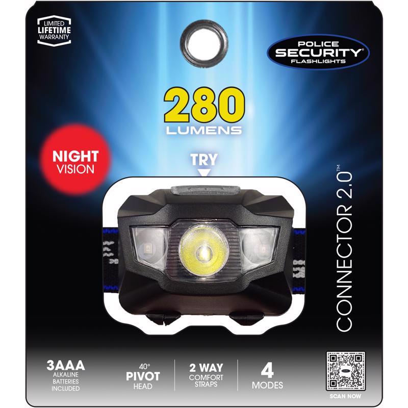 Police Security Connector 2.0 280 lm Black LED Head Lamp AAA Battery