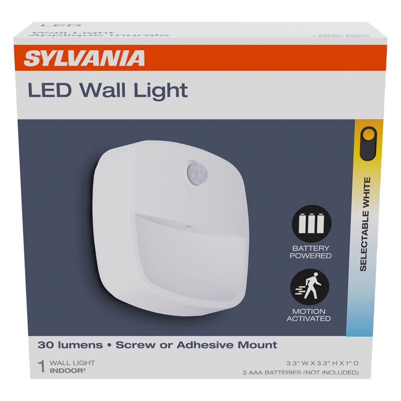 Sylvania Motion-Sensing Battery Powered LED White Security Wall Light