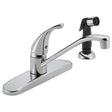 Delta P115LF Kitchen Faucet with Side Sprayer, 1.8 gpm, 1-Handle, Chrome Plated, Deck, Lever Handle