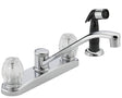 Delta P225LF Kitchen Faucet with Side Sprayer, 1.8 gpm, 2-Handle, Chrome Plated, Deck, Knob Handle, Swivel Spout