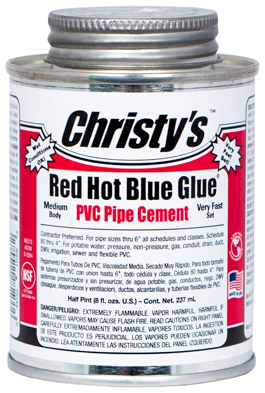 Christy's Red Hot Blue Glue RH-RHBV-HP-36 Medium-Bodied Cement, 0.5 pt Can, Liquid, Blue