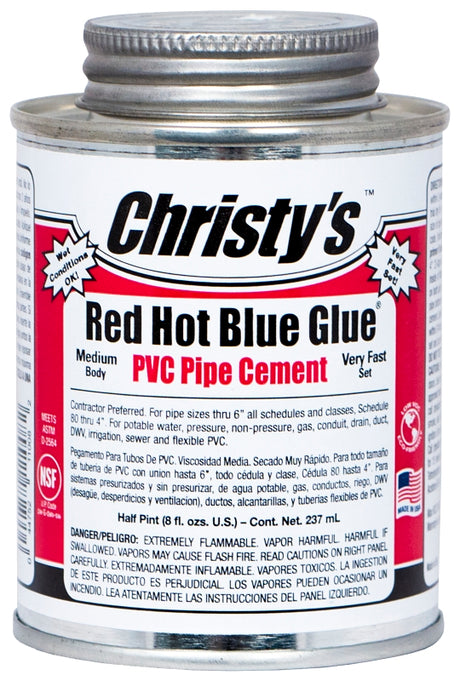Christy's Red Hot Blue Glue RH-RHBV-HP-36 Medium-Bodied Cement, 0.5 pt Can, Liquid, Blue
