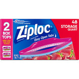 Ziploc 310 Series Storage Bag, Double Zipper Closure, 7-7/16 in W, 7 in L, 1 qt Capacity, Plastic