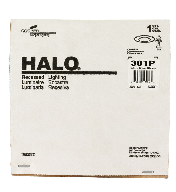 Halo Matte White 6 in. W Metal Incandescent Open Trim 75 W