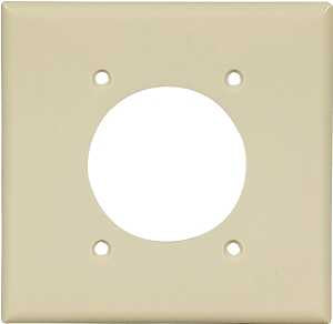 Eaton Wiring Devices 2168V-BOX Power Outlet Wallplate, 4-1/2 in L, 4-9/16 in W, 2 -Gang, Thermoset, Ivory