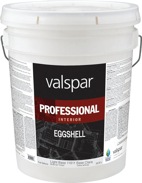 Valspar 11800 Series 11811-5GAL Interior Paint, Latex, Light, Eggshell, 5 gal Pail, 350 to 450 sq-ft Coverage Area